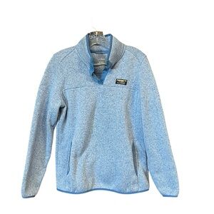 L.L. Bean Sweater Fleece Pullover women M heathered blue mock neck sweatshirt